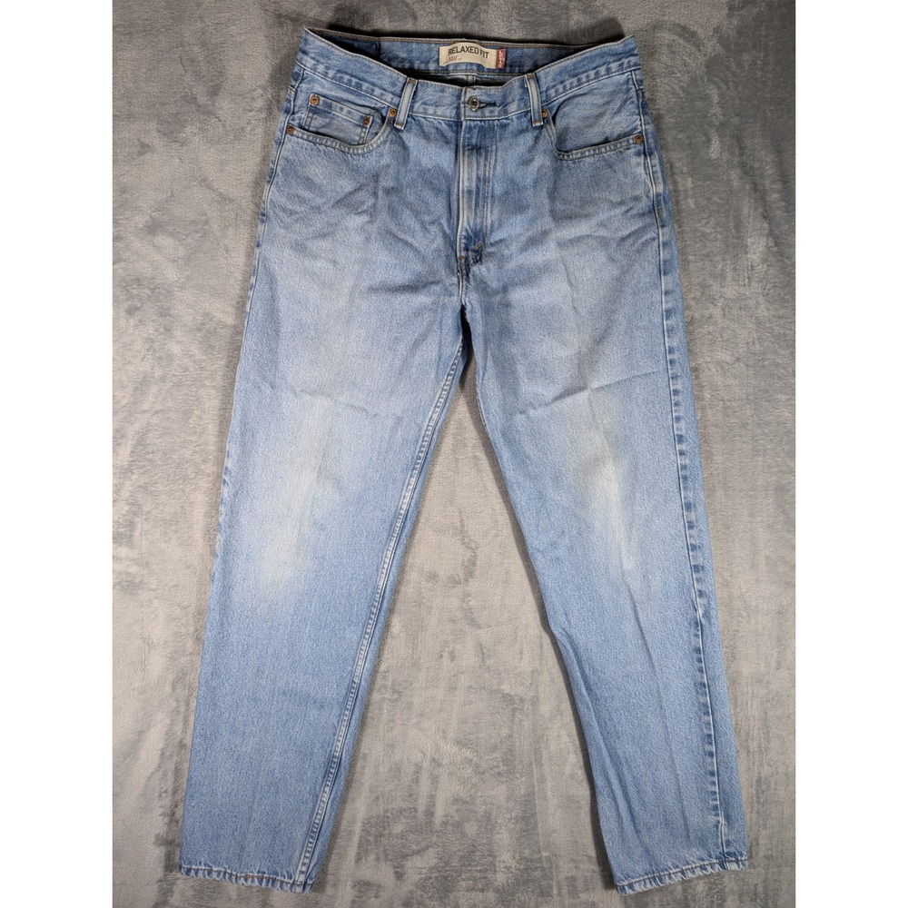 Levi's 550 Mens Jeans 36x34 Relaxed Fit Tapered Leg Light Wash Blue Denim Cotton